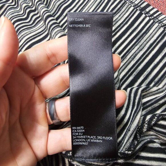 Maeve Anthropologie Black Cream Diagonal Stripe Maxi Dress XS Asymmetrical Wrap - Picture 11 of 11